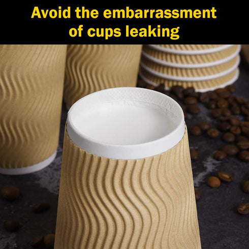 SPRINGPACK 100 pack 12 oz Disposable Paper Coffee Cups with Lids, Ripple Wall Insulated To Go Coffee Cups for Hot/Cold