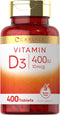 Carlyle Vitamin D3 | 400 IU (10mcg) | 400 Tablets | Vegetarian, Non-GMO, Gluten Free Vitamin D Supplement
