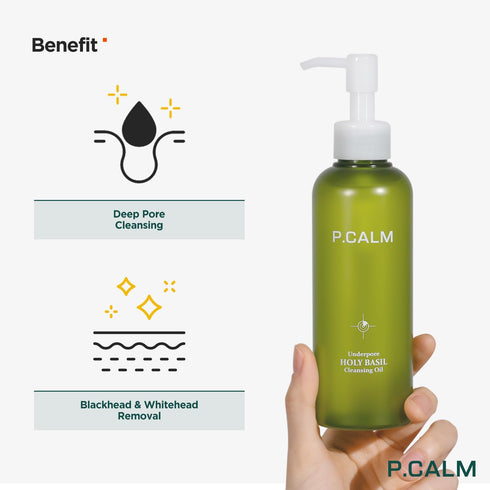 P.CALM UnderPore Holy Basil Cleansing Oil 6.42 fl.oz | Non-Comedogenic Pore Control Cleansing Oil for Sensitive Skin