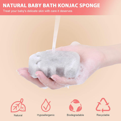Konjac Baby Sponge for Bathing, Kids Bath Sponges for Infants, Toddler Bath Time, Safe Plant-Based Konjac Baby Bath
