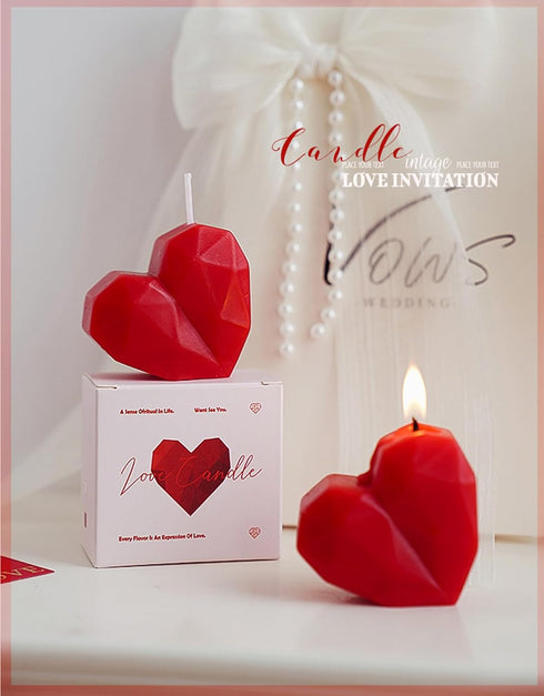 T-shin Candle,60G Love Heart Scented Handmade Aesthetic Carved Soy Wax Aroma Decorative Art Candle for Table Photo Prop