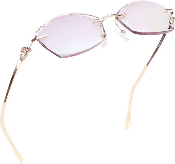 LifeArt Blue Light Blocking Glasses, Computer Reading Glasses, Anti Blue Rays, Stylish Rimless Frame Tinted Lens (+2.50