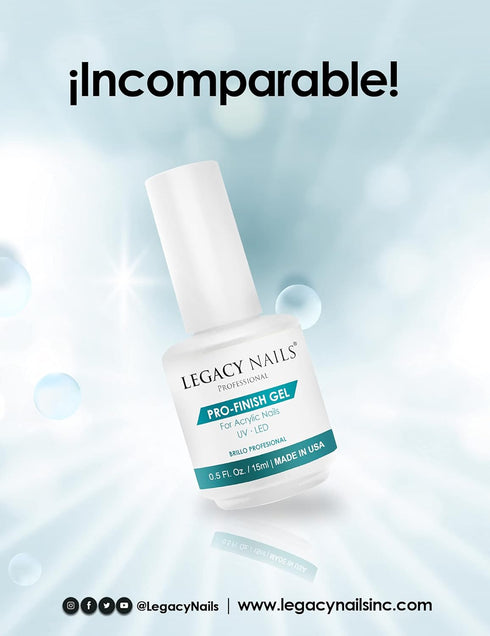 Legacy Nails Professional PRO FINISH GEL 0.5oz, High-Gloss Acrylic Nail Sealer for Long-Lasting Shine