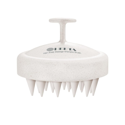 HEETA Scalp Scrubber, Hair Growth Massager with Soft Silicone Bristles, Upgraded Material for Wet Dry Hair Care, Beige