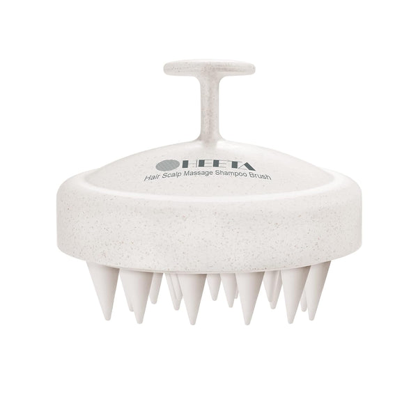 HEETA Scalp Scrubber, Hair Growth Massager with Soft Silicone Bristles, Upgraded Material for Wet Dry Hair Care, Beige