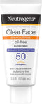 Neutrogena Clear Face Sunscreen Lotion for Acne-Prone Skin, Broad Spectrum SPF 50, 3 fl. oz