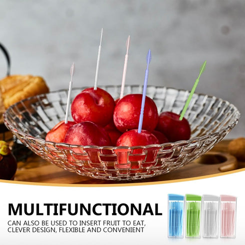 Plastic Toothpicks Disposable Interproximal Brush, Sturdy Double-Ended Dental Pick, 200Pcs Random Color.