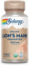 SOLARAY Organic Lions Mane Supplement Capsules - 1000 mg Lion's Mane Organic Mushrooms, 60 VegCaps, Vegan, 30 Servings