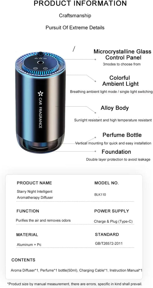 SCOACHA 7 Aromatherapy Essential Oil Diffuser LED Color Options, Quiet USB Powered, Three-Speed Control, Aromatherapy