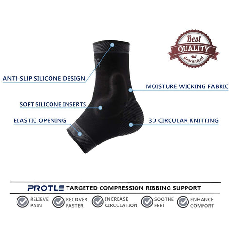 Adjustable Foot Socks - Ankle Brace Compression Support Sleeve with Silicone Gel for Joint Pain Recovery (Black-Large)