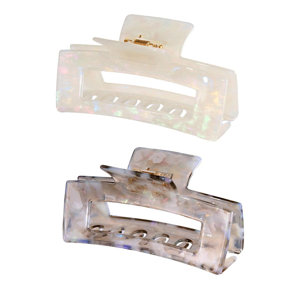 Large Cellulose Acetate Hair Claw, 4.1 Inch Tortoise Shell Clip for Thick Curly Hair, 2 Pack
