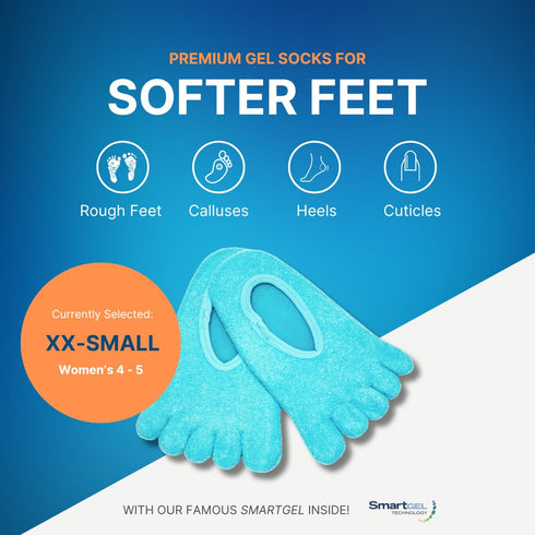 NatraCure 5-Toe Gel Lined Foot Moisturizing Socks - Aloe & Shea Infused Hydrating Socks for Dry Cracked Heels