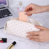 Juoxeepy Floral Quilted Makeup Bag, Aesthetic Cotton Cosmetic Pouch for Toiletries