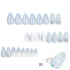 KKUUOO Medium Almond Light Blue Press on Nails, French False Nails with Shell Design & Rhinestones, 24 Pcs