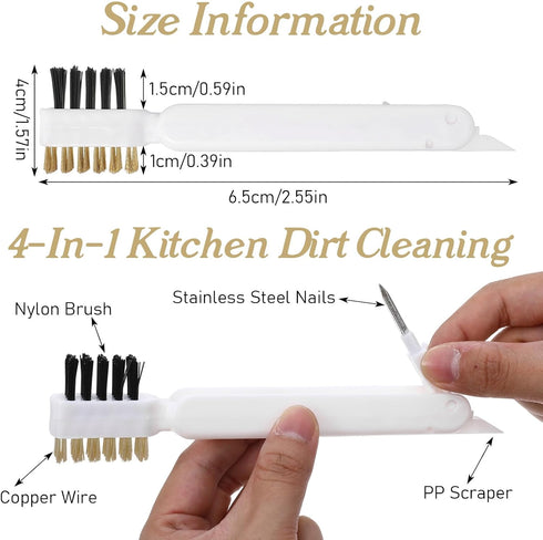 HJZHII 2Pcs 4 1 Kitchen Cleaning Scrub Brush, in Deep Gas Stove Brass Wire Brush with Stiff Bristles and Cooktop