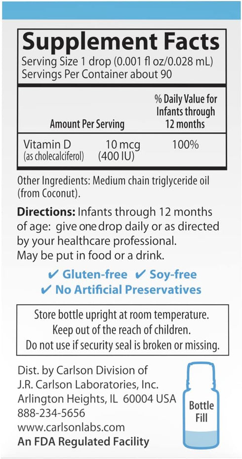 Carlson Laboratories Super Daily D3 for Baby, 0.086 Fl oz