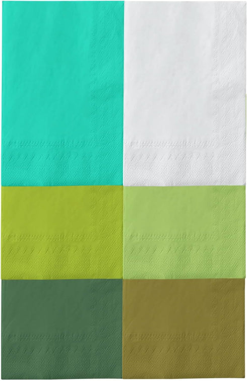 qiqee Green Series 6 Colors Dinner Paper Napkins, Disposable Hand Towels for Birthday, Wedding, Party (192 Count)
