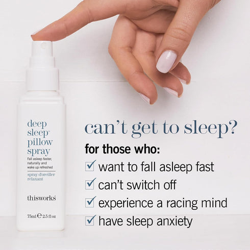 Set 75ml 5ml ($42 Set) This Works Deep Sleep Pillow Talk Natural Sleep Remedy Duo with Lavender, Camomile & Vetivert