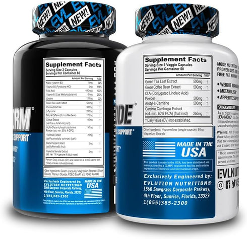 EVL Weight Loss Support Stack - Thermogenic Fat Burner Pills with Green Coffee Bean Extract & Forskolin