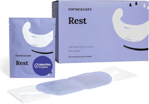 Rest Self Heating Warm Compress for Eyes, Heated Eye Mask for Dry Eye Relief, 30 Count