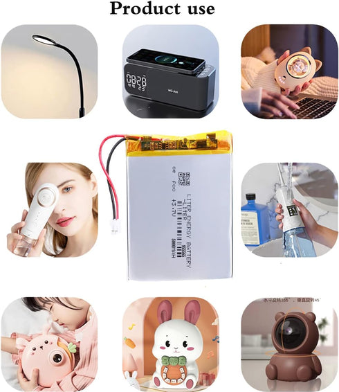 3.7V 955565 5000mAh Lithium Polymer Ion Battery Pack with JST 2.0mm Connector, Rechargeable