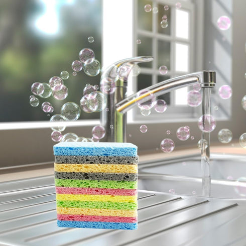 TallsooU 12PCS Sponge2.5X4.0 inches, Cleaning Kitchen DishSponge, Cleaning Scrub Color Sponge, Biodegradable Natural