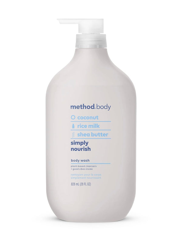 Method Body Wash, Simply Nourish, 28 oz (Pack of 1), Paraben and Phthalate Free, Biodegradable Formula