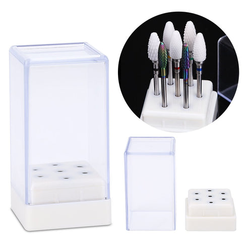 Manicure Tool Organizer Box, 7 Holes for Nail Art Tool Display, Nail Drill Heads Bits Holder for Home and Salon
