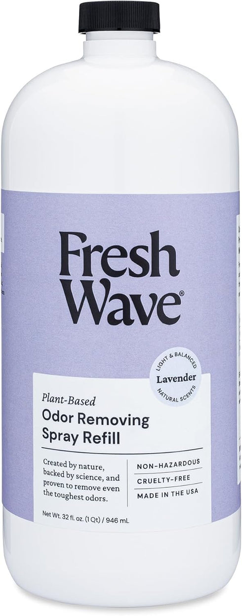 Fresh Wave Lavender Odor Eliminator Spray & Air Freshener Refill, 32 fl. oz., Natural Plant-Based Odor Relief