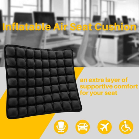 SUNFICON Air Cushion Inflatable Chair, Portable Breathable Comfort Cushion for Office Wheelchair Pad, Black