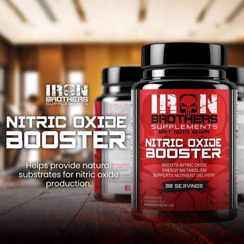 Iron Brothers Supplements Nitric Oxide Booster | Extra Strength Pumps Supplements | Pre-Workout with L-Arginine |
