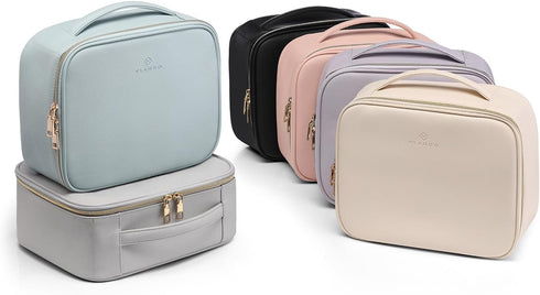 Vlando Large Toiletry Bag - Multi-compartment Travel Cosmetic Makeup Bag for Jewelry and Accessories, Beige
