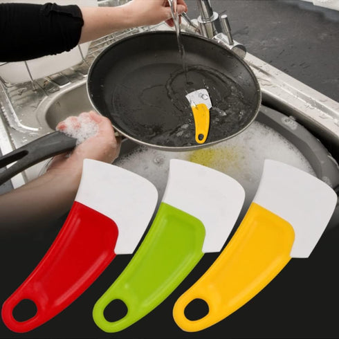 3 Pcs Heat Resistant Silicone Pan Cleaning Scraper, Greasy Cleaning Tools for Household Pots and Dishes in Kitchen