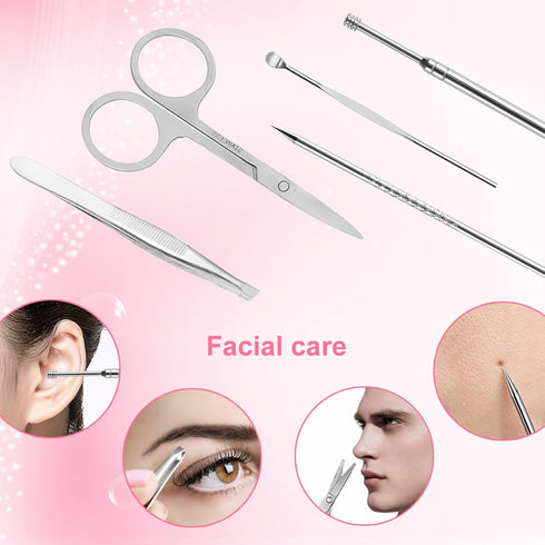 Nail Care Kit Manicure Grooming Set with Travel Case, Yougai 18 Piece (Pink)