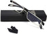 EYEURL Half Frame Reading Glasses for Men and Women, Blue Light Blocking Computer Readers (Black, 2.5)