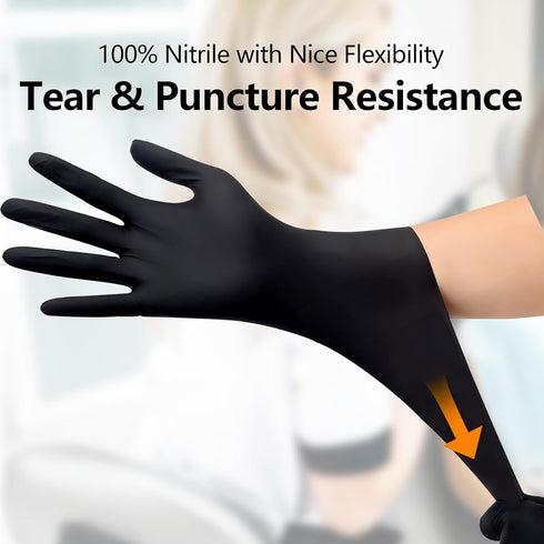 Disposable Latex Free Nitrile Gloves, 100 Pcs Black Cleaning Powder Free
