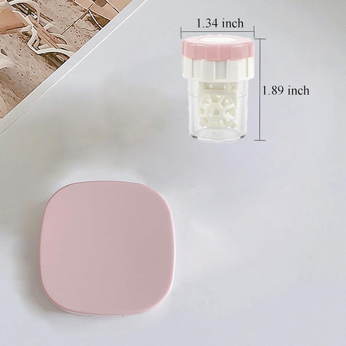 Portable Contact Lens Case with Cleaner Washer, Travel Kit with Mirror, Remover Tool, Tweezers, Solution Bottle, Mini