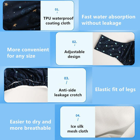 Unisex Reusable Adult Waterproof Cloth Diapers with Diaper Inserts,Adjustable Incontinence Pocket Diaper