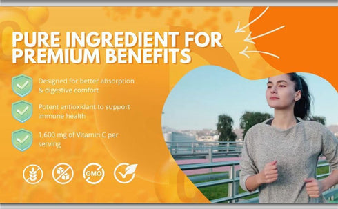 Liposomal Vitamin C 1600mg, 100 Capsules, High Absorption Ascorbic Acid for Immune Support