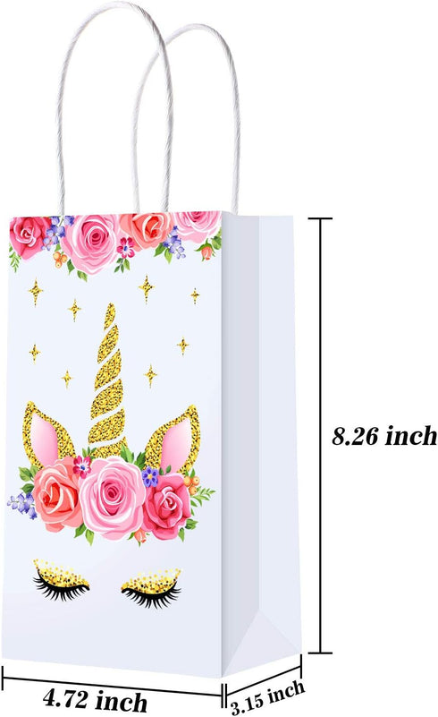 SATINIOR 12 Packs Unicorn Party Favor Bags - Goodie Treat Gift Candy Bags with Handle for Birthday Party Suppliers Baby