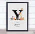 The Card Zoo New Baby Birth Details Nursery Jungle Animals Initial Y Keepsake Gift Print