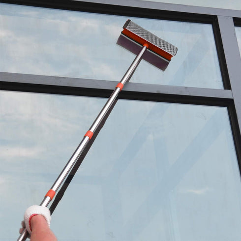 Window Squeegee for Window Cleaning - 2 in 1 Car Window Tool with Extension Pole, Shower Squeegee