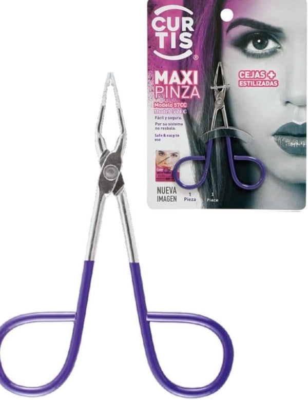 PROFESSIONAL Eyebrow Tweezers with Easy Scissor Handle, Precision Tool for Men/Women, Purple, Made in Mexico