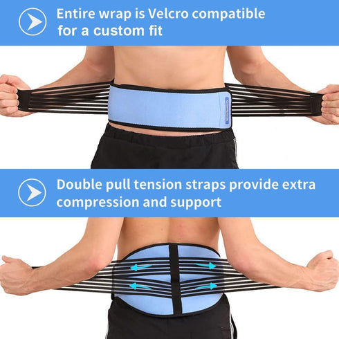 Back Ice Pack for Lower Back Pain Relief with Compression, 2 Gel Packs for Sciatic Pain