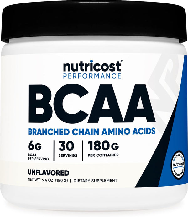 Nutricost BCAA Powder (Unflavored, 30 Servings) - Non-GMO, Gluten Free, Vegetarian, Optimal 2:1:1 Ratio