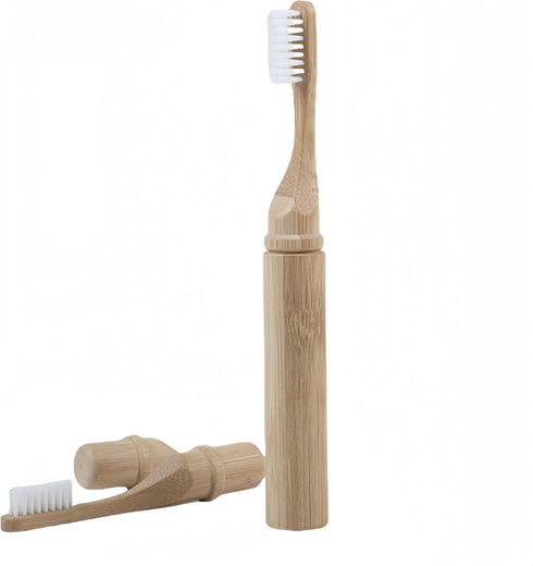 HUAZEXINX Folding Travel Toothbrush Bamboo Toothbrushes Case Holder Kit Portable Soft Bristle Travel