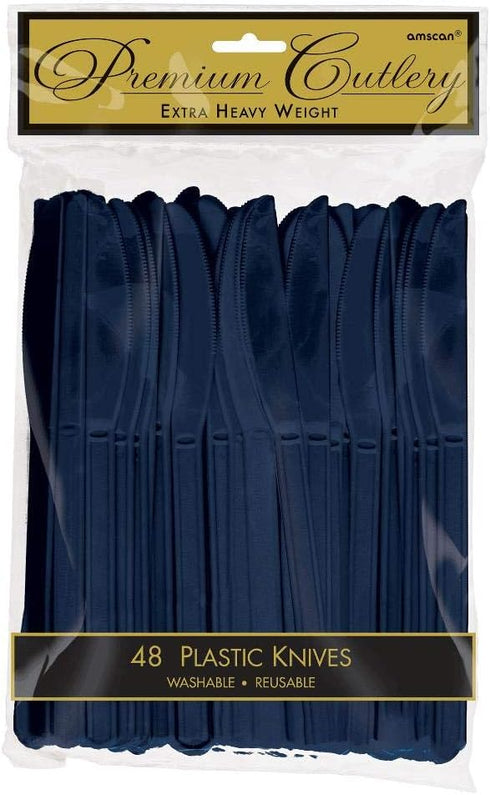 True Navy Plastic Heavy Weight Knives (50 Count) - Premium Disposable Plastic Cutlery, Perfect for Home Use and All Kinds of Occasions by Amscan