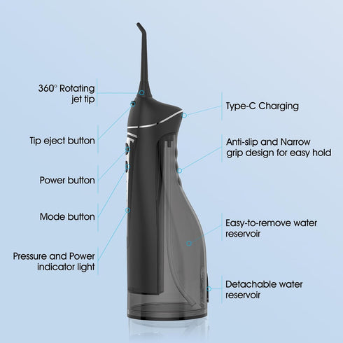 Beautypick Water Dental Flosser for Teeth - Portable Oral Irrigator with 4 Modes, Rechargeable, IPX7 Waterproof, 5