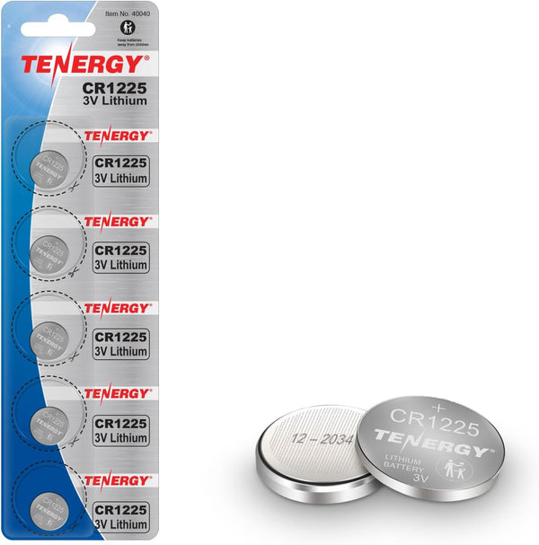 Tenergy 3 Volt Battery CR1225, Button Cell Batteries, Ideal for Thermometers, Key Fobs,