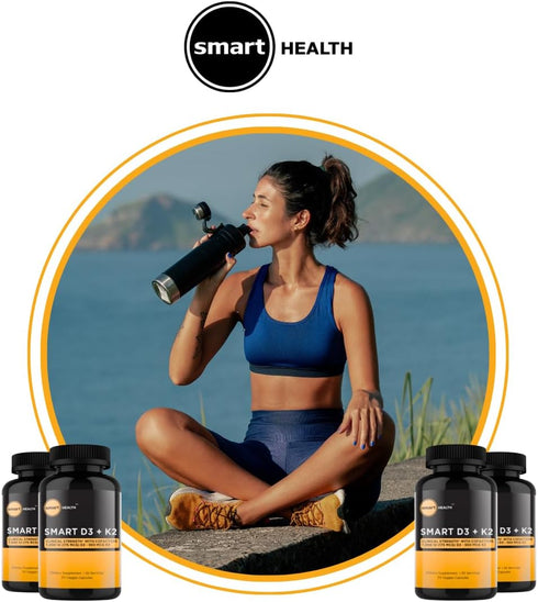 Vitamin D3 + K2 - 7000 IU D3 + 500 MCG K2 - Bone Health & Immune Support - Gluten Free, Vegan, Non-GMO - 30 Veggie